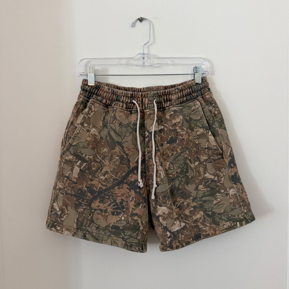 American Eagle Shorts Mens XS Brown Camo Fleece Sweat Shorts Drawstring Pocket